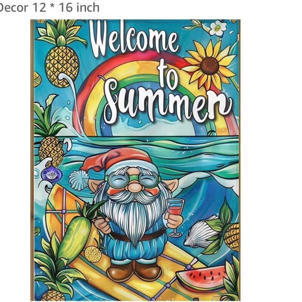 12” by 16” Colorful Summer Gnome Wall Decor Diamond art